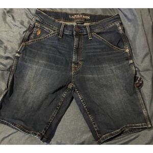 Vintage US Polo Assn Shorts Mens 30 Denim Carpenter Jorts Baggy Y2K Jean Skater